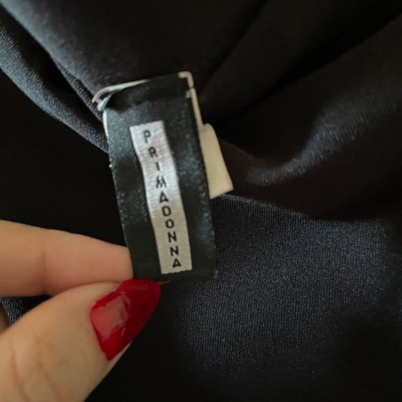 Vintage Black Mini Dress strapless Stretchy Primadonna Canadian, Size S - Picture 5 of 5